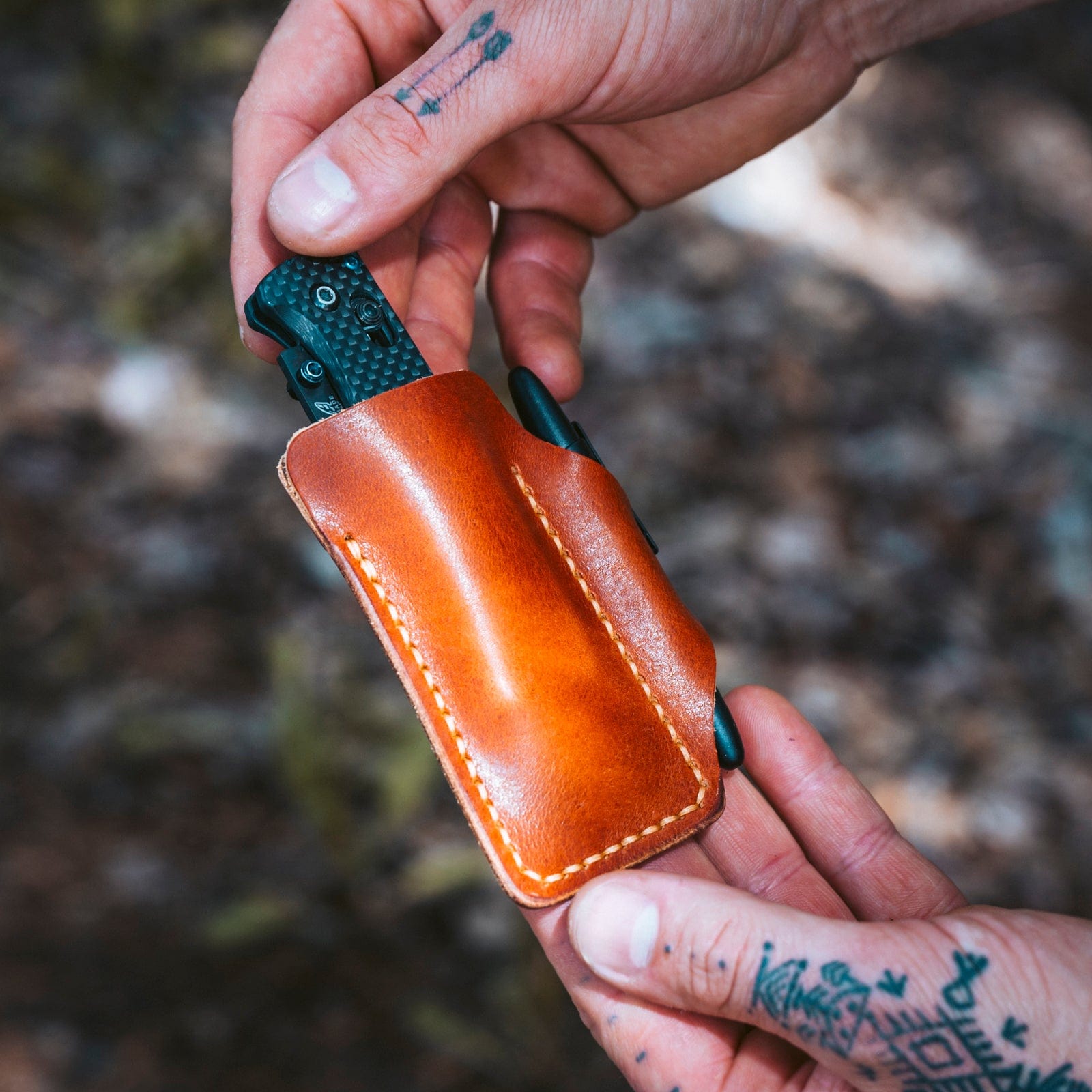 Leather EDC Pocket Armor - English Tan Popov Leather®