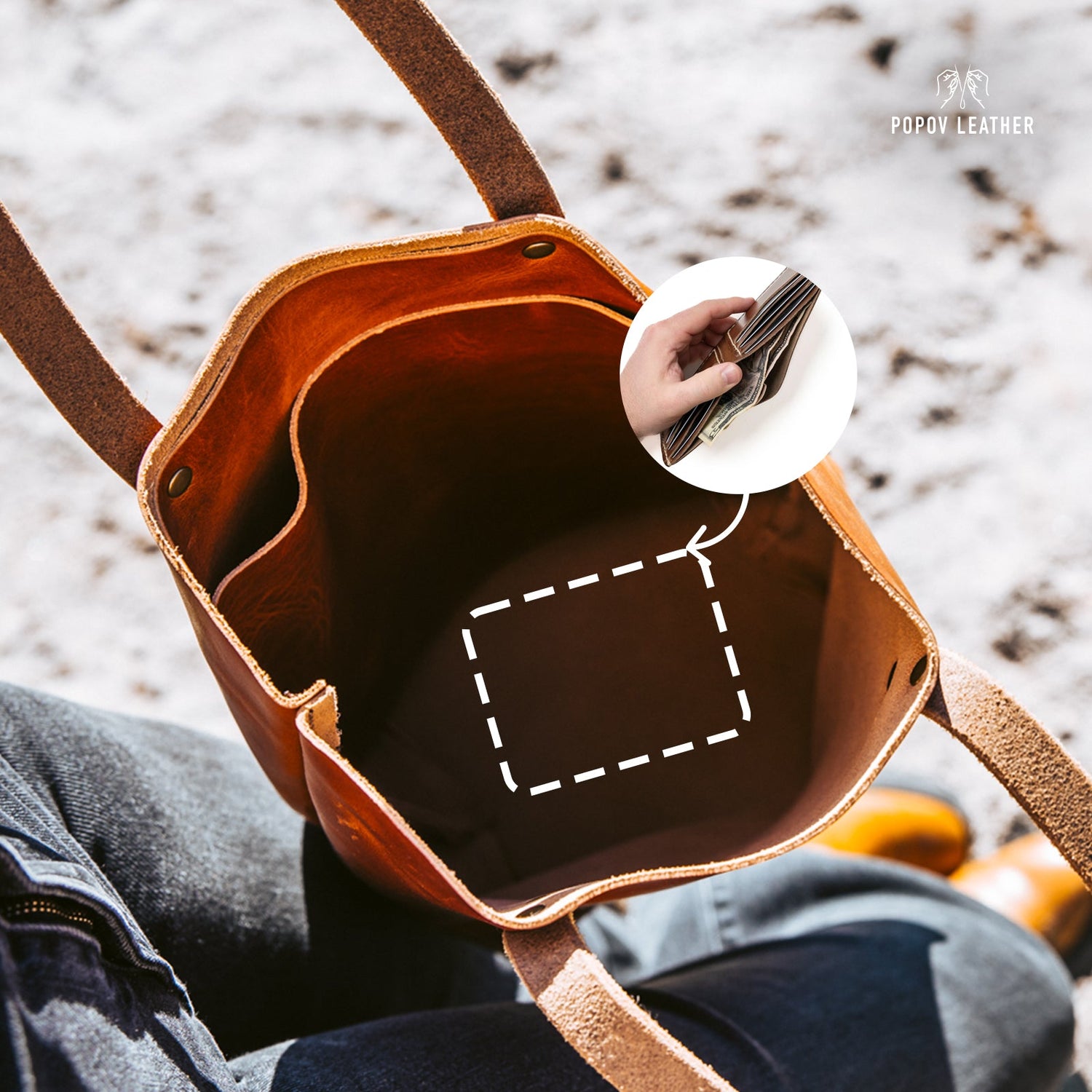 man holding the Popov Leather 5 Card Wallet