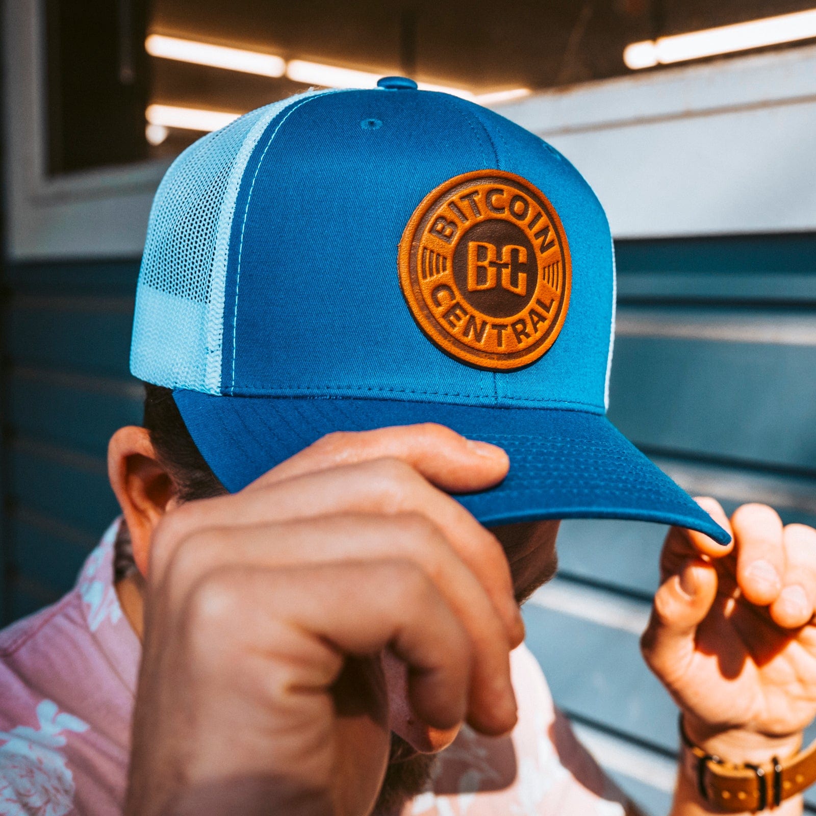 Custom leather patch hat, handmade in Canada