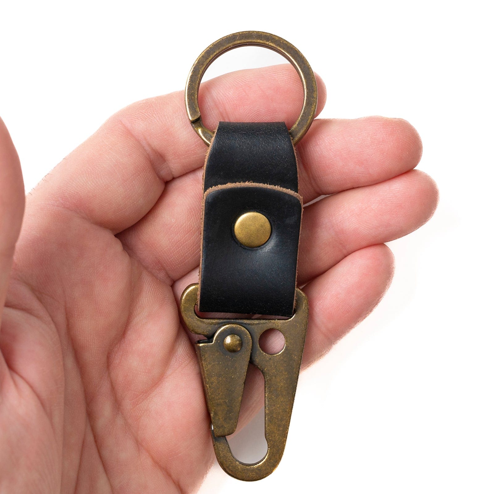 Leather Clip Keychain - Black Popov Leather