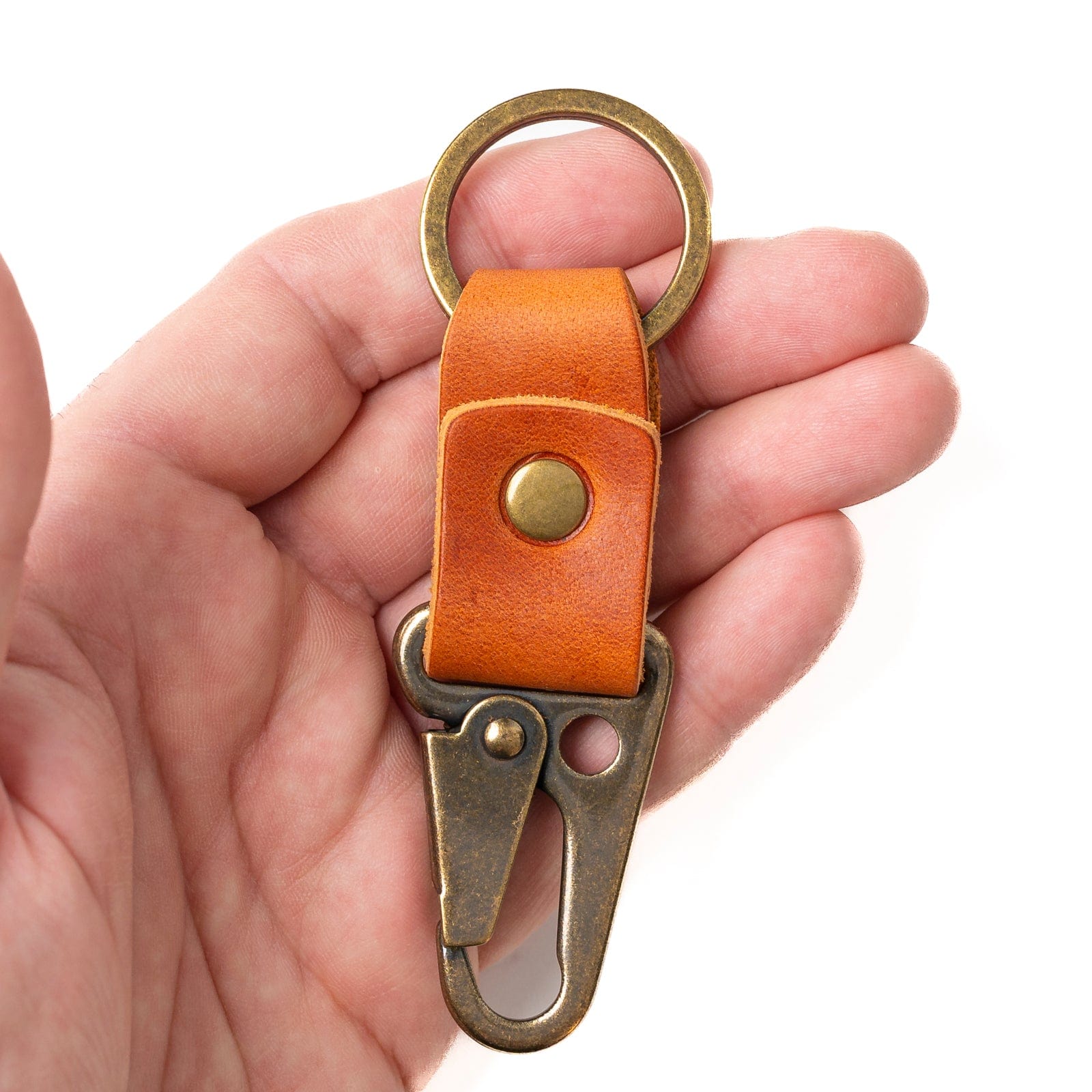 Leather Clip Keychain - English Tan Popov Leather