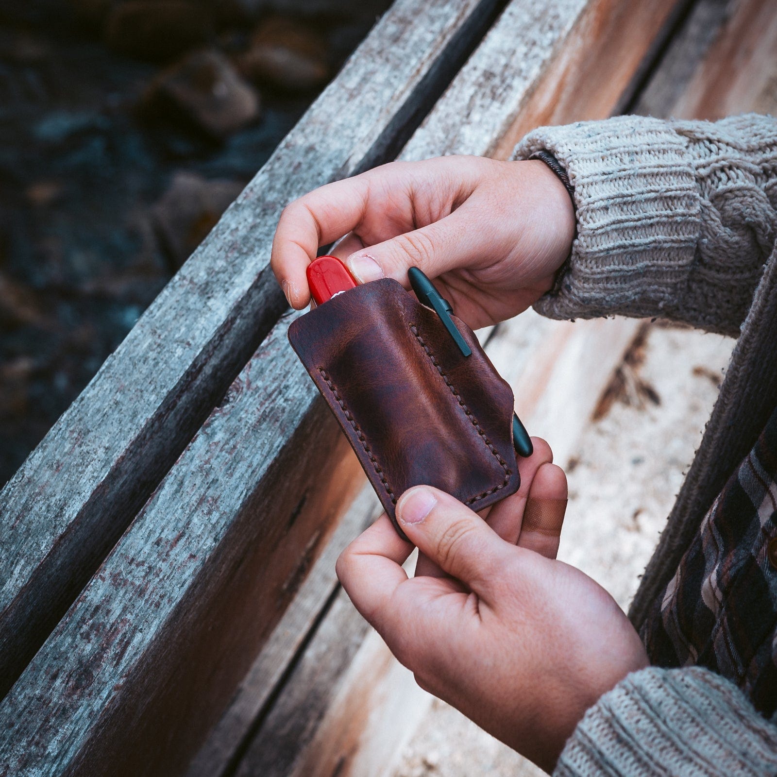 Leather EDC Pocket Armor - Heritage Brown Popov Leather